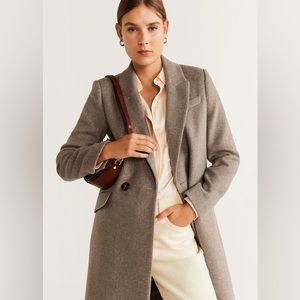 Mango Brown Wool Blend Coat